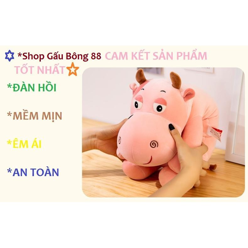 Gối ôm gấu bông Trâu hồng , Chó Nâu nhồi bông vải co dãn 4 chiều