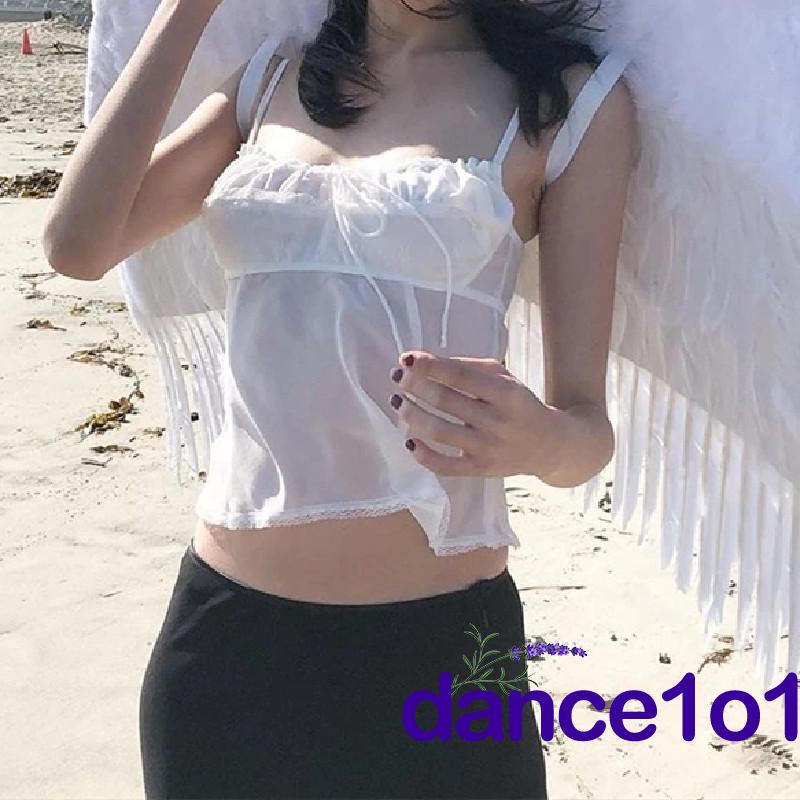 ❀Ex✲Áo Lưới Không Tay Hở Lưng Màu Trơn Dành Cho Nữ