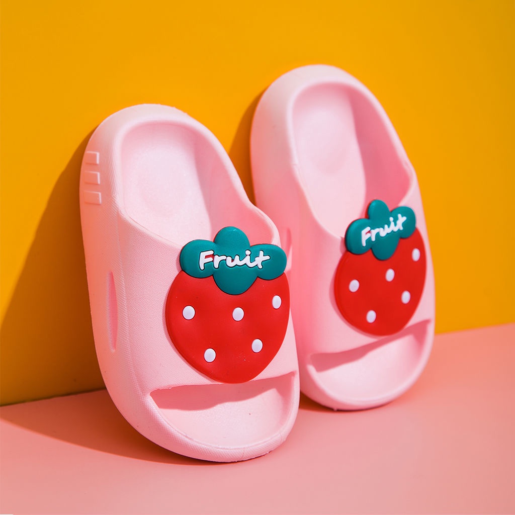 Dép Đi Trong Nhà Đế Cứng Chống Trượt Họa Tiết Trái Cây Hoạt Hình Phong Cách Hàn Quốc Cho Bé