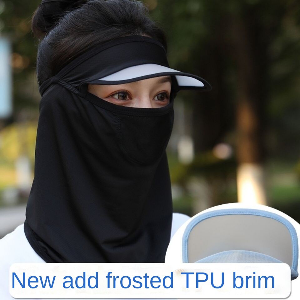 Sunscreen hat face-covering neck cool hat women's summer fashion exposed top Ice Silk sun hat face mask ultraviolet-proof empty top
