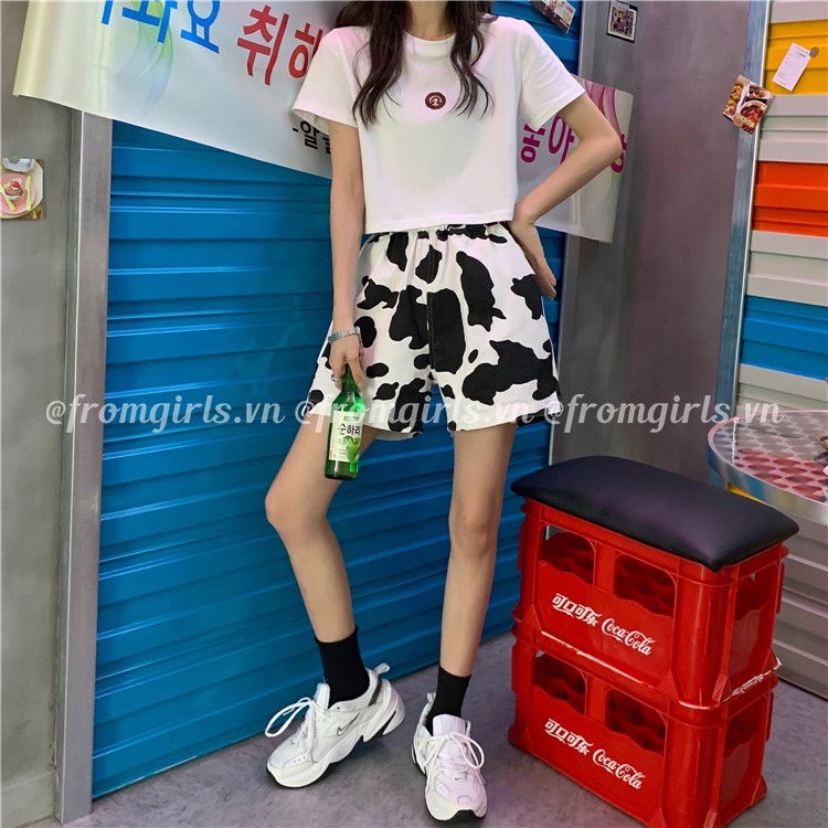 Quần short bò sữa, quần đùi cạp chun rút dây có túi ulzzang Hàn Quốc - QS01 | BigBuy360 - bigbuy360.vn
