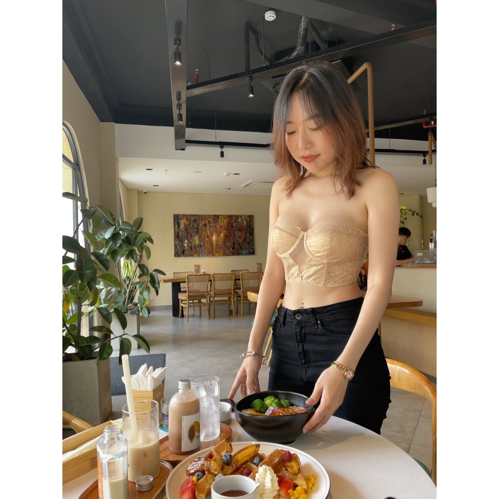 Áo toplette gọng ren ôm trọn quả không kèm mút màu nude Cô Kim 7 | BigBuy360 - bigbuy360.vn