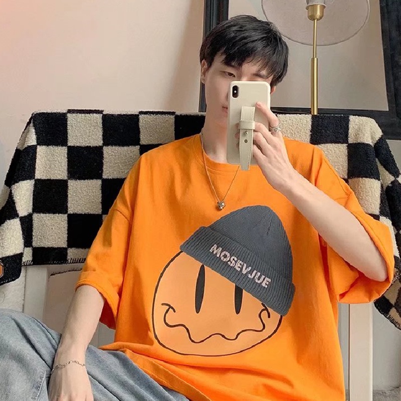 Áo Thun Tay Ngắn Dáng Rộng In Chữ Phong Cách Hip Hop Hàn Quốc Thời Trang Mùa Hè Cho Nam Size M-5XL