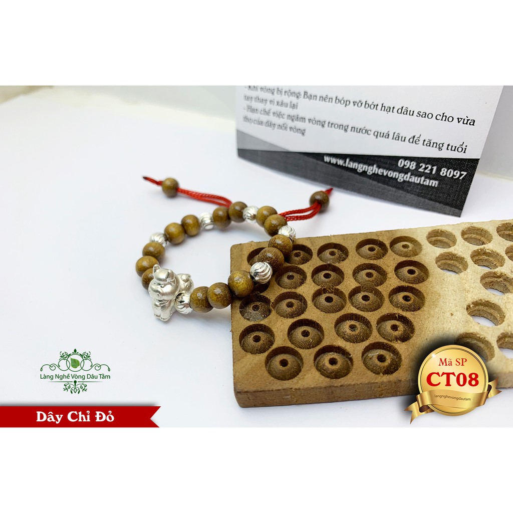 Vòng dâu tằm kết hợp con giáp và bi bac dành cho bé 2021