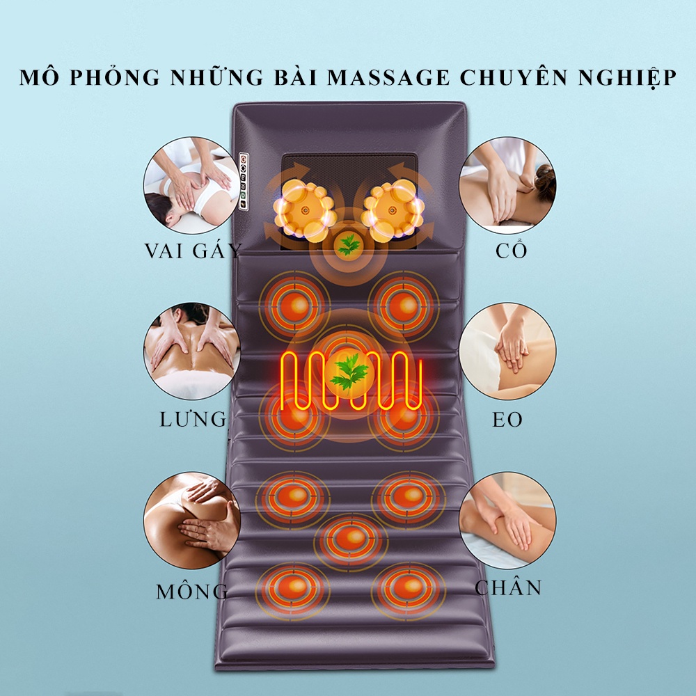 Đệm massage toàn thân rung đa điểm, nệm mát xa kèm gối đảo chiều 20 bi giúp bạn thư giãn giảm mệt mỏi