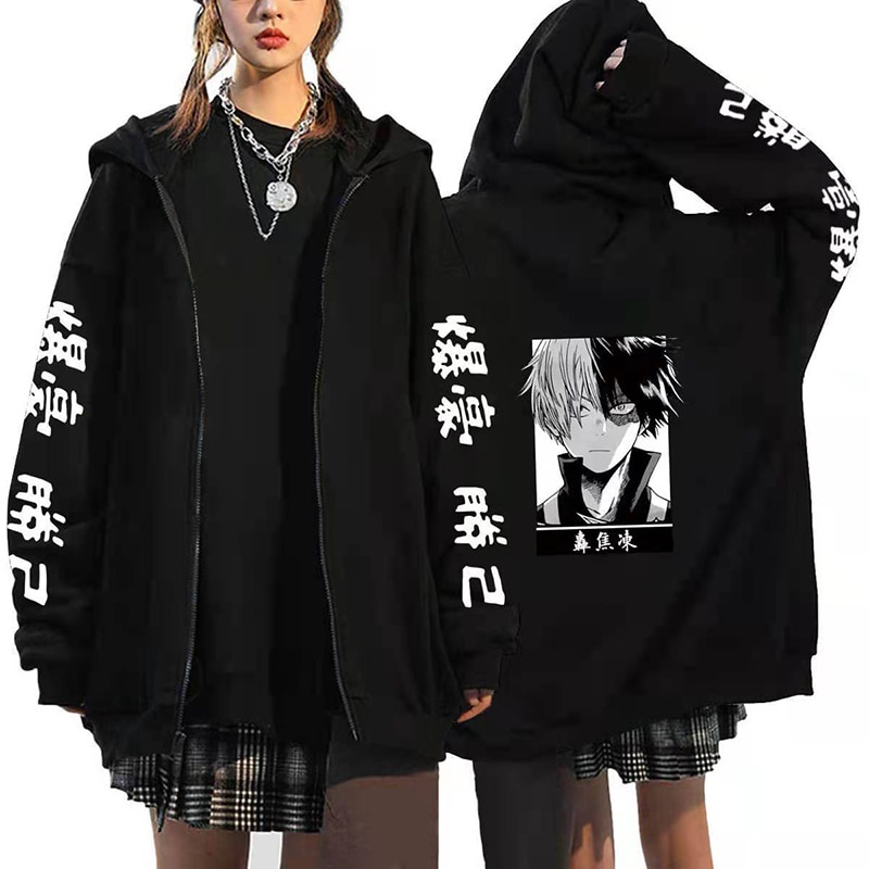 ÁO HOODIE FORM RỘNG Phong Cách Nhật Bản Giới Học Thuật Katsuki Bakugo