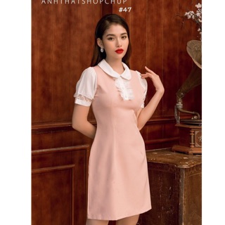Đầm pink cổ ren nữ tính