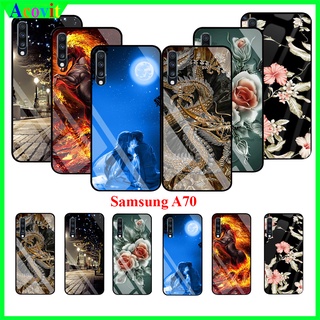 Ốp lưng Samsung A70 (Kèm 1 Kính cường lực Full Màn hình)Mặt kính 3D sắc nét,sang trọng, Khồng Nhòe, Phai Acovit