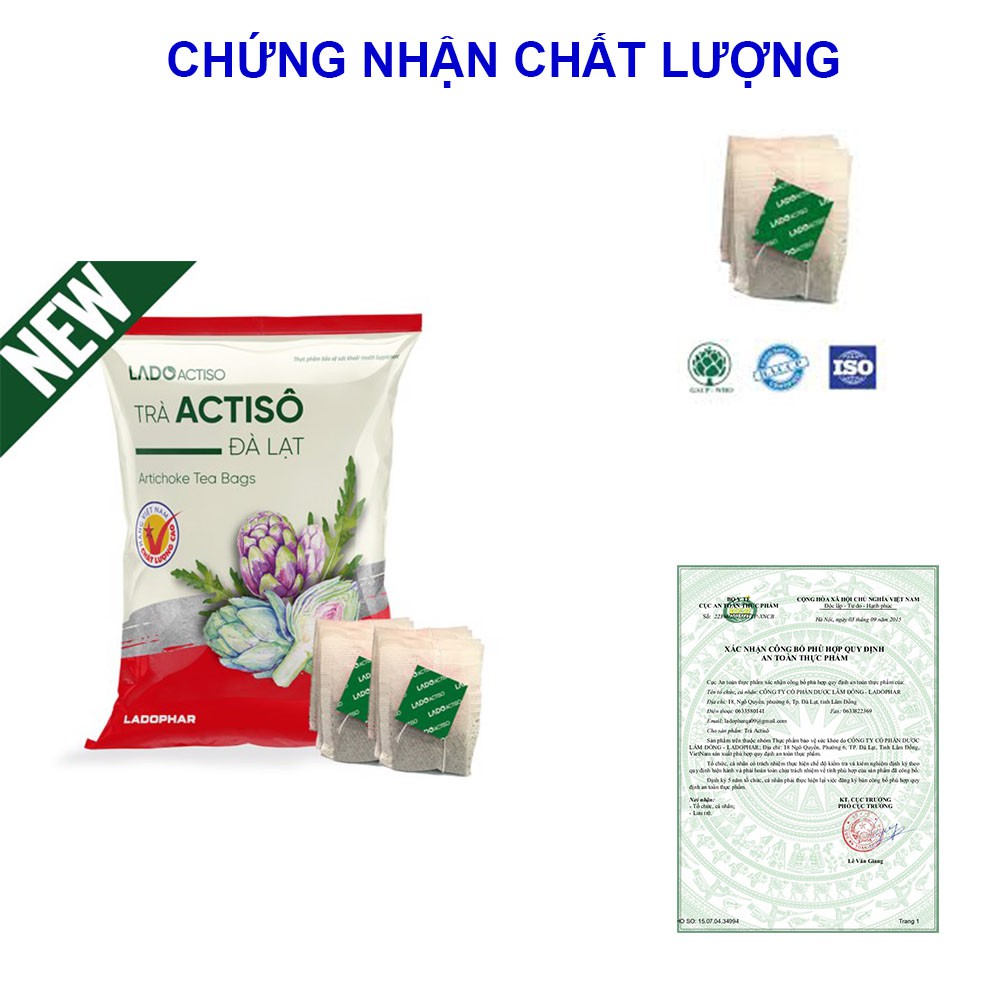 Gói Trà Actisô Ladophar Đà Lạt 100 Túi Lọc bổ sung thêm cao atiso tăng hương vị thêm hiệu quả thanh nhiệt đẹp da mặt