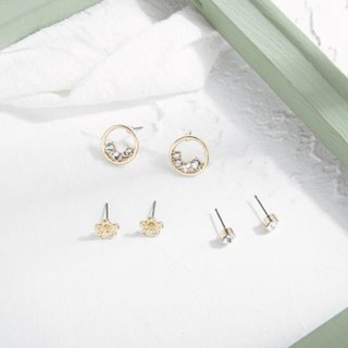 Set 3 đôi bông tai đính đá lấp lánh