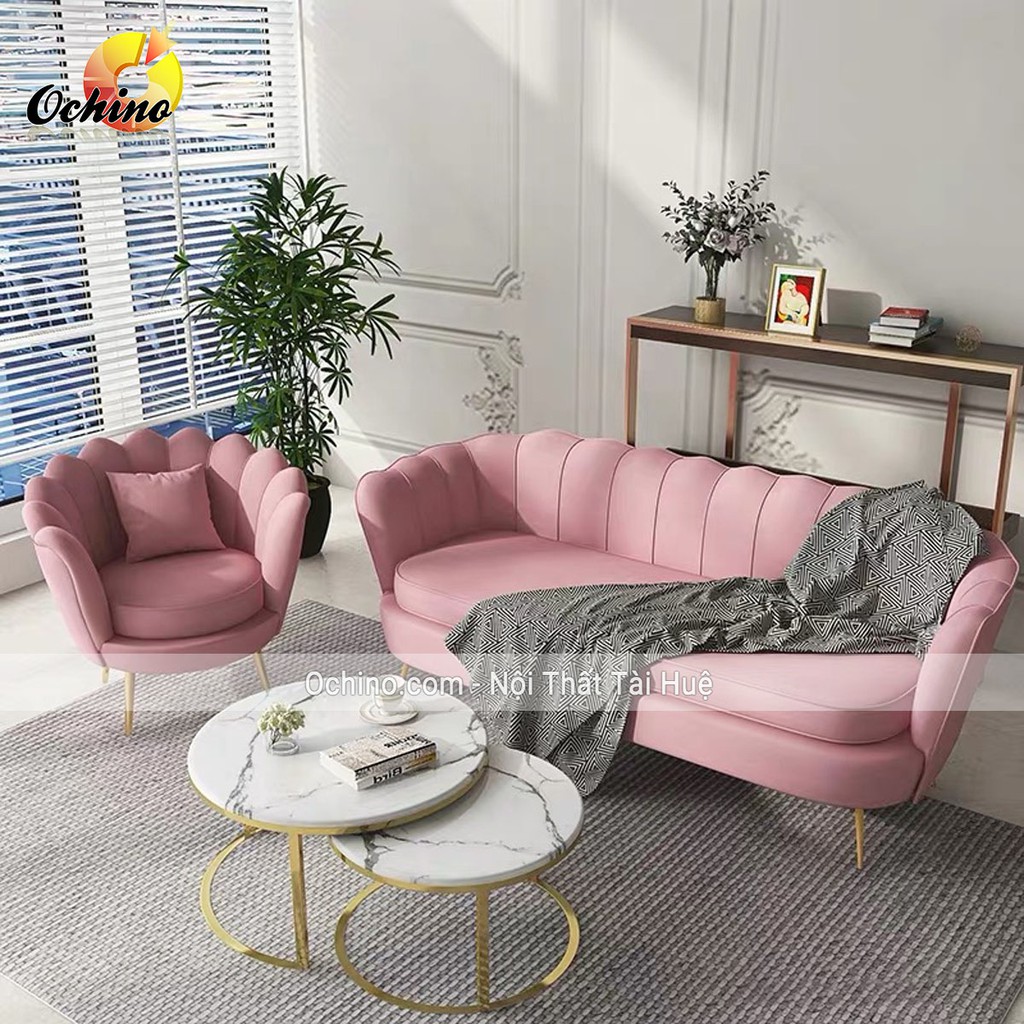 Sofa sen Dài, Ghế sofa có tựa lưng trang trí shop và phòng Khách Mẫu sen cách điệu ( Đủ Màu)