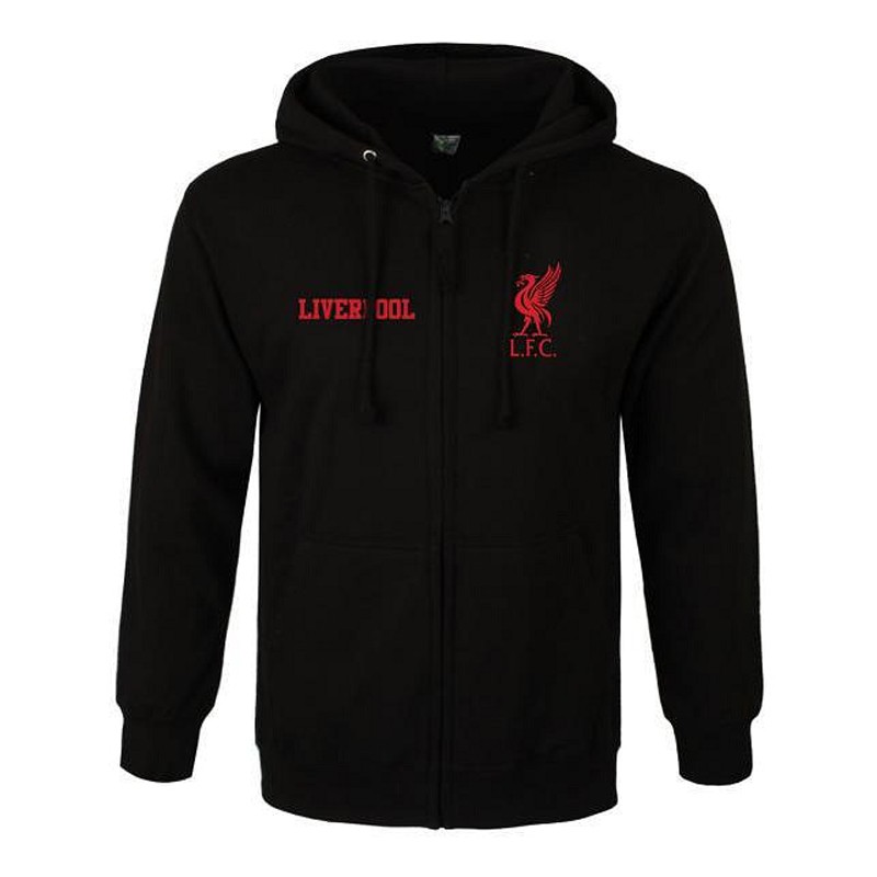 Áo Khoác Đen Đội Bóng Liverpool Logo Đỏ