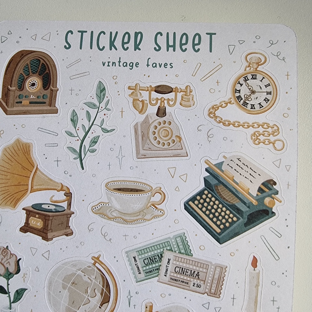 Sticker Sheet Vintage Faves - Chuyên dán sổ | Bullet Journal Stickers, Journal Stickers, Vintage Stickers, Retro