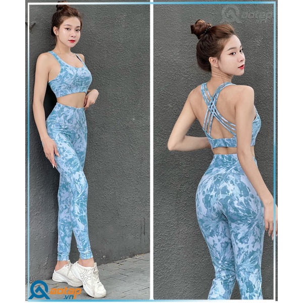 Set Tập Áo Đan Dây Lưng Dài Cực Xinh Cho Nữ Tập Thể Thao