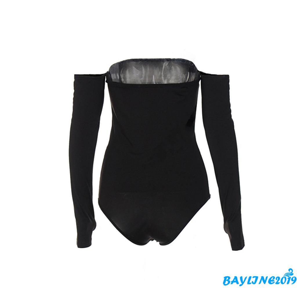 Áo Liền Quần Tay Dài Trễ Vai Màu Sắc Đơn Giản Dành Cho Nữ