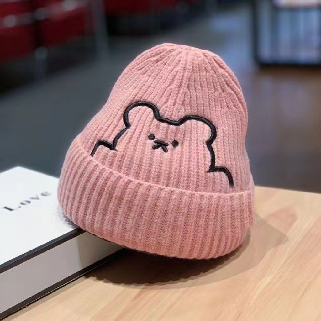 Mũ Len nữ Bluehope mũ len Beanie mùa đông Hình gấu nhiều màu giá rẻ mẫu mới hất 2023 MGT