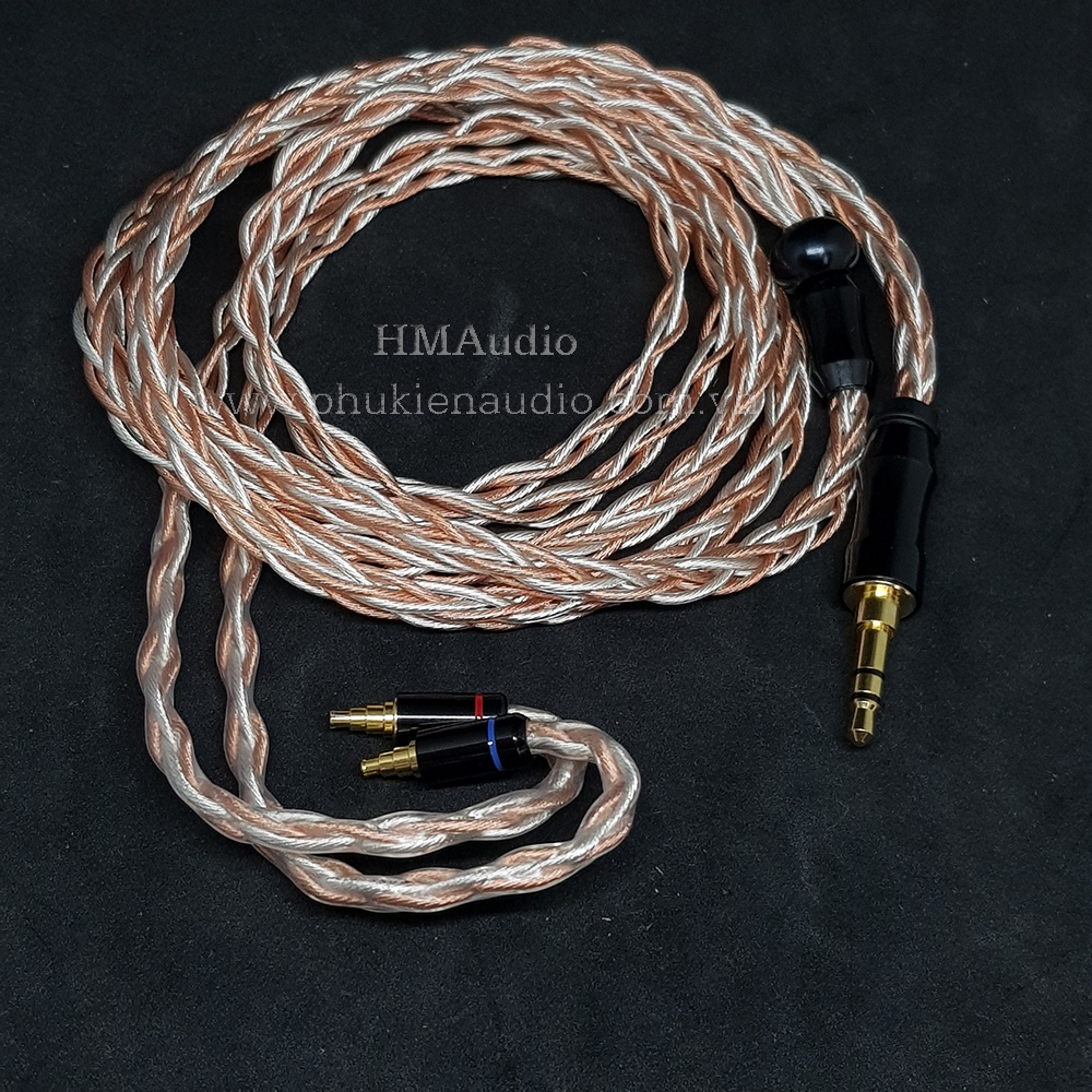 Dây tai nghe Hybrid đồng và đồng mạ bạc OFC 1.2mm tết 8 - Sennheiser IE40 Pro
