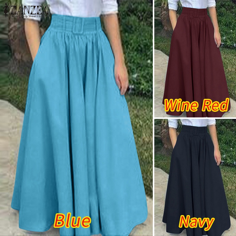 Chân váy ZANZEA dáng chữ A lưng cao thời trang dành cho nữ