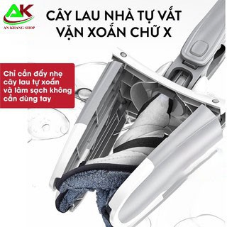 🔥 𝐅𝐑𝐄𝐄 𝐒𝐇𝐈𝐏 💥Chổi Lau Nhà Tự Vắt Chữ X -  Tự Vắt 360 - Thiết Kế Ổ Đĩa Kép AKV002356