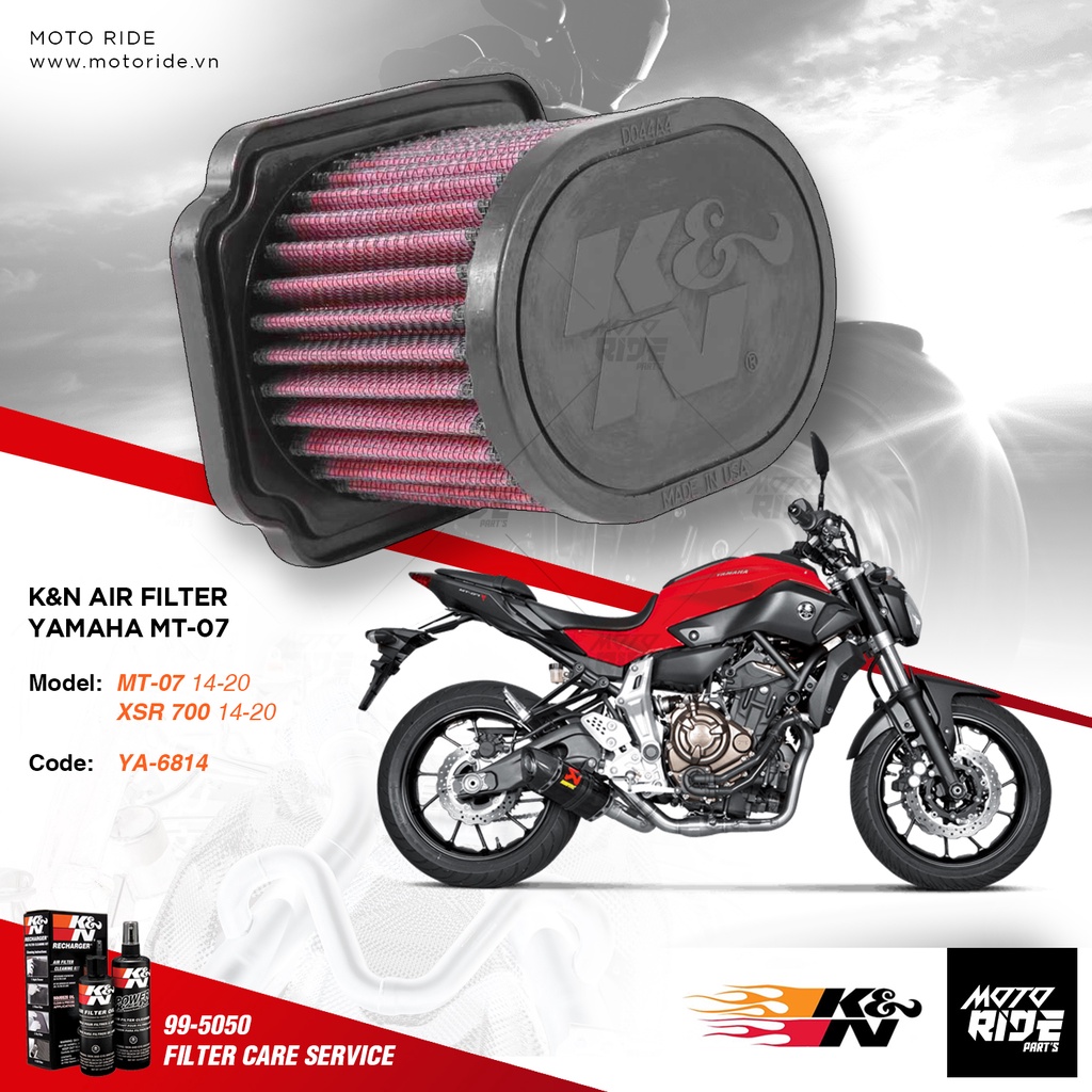 K&amp;N YA-6814 LỌC GIÓ ĐỘ CHO YAMAHA XSR 700 / MT-07 / R7 / TENERE 700