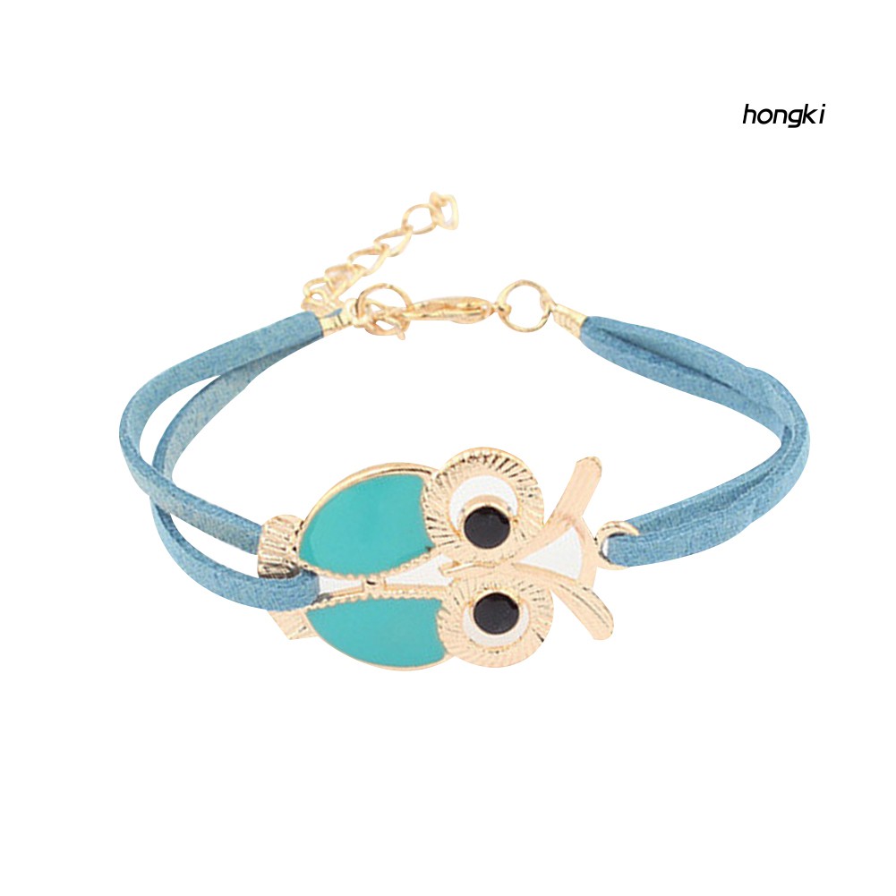 Vòng Tay Giả Da Mặt Hình Chim Cú Thời Trang Dành Cho Nữ