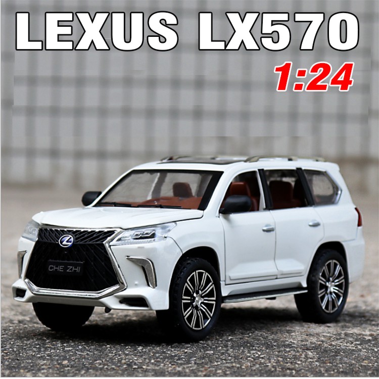 Mô hình xe LX570 cỡ lớn 1:24 bằng kim loại có âm thanh và đèn hãng Cheghi