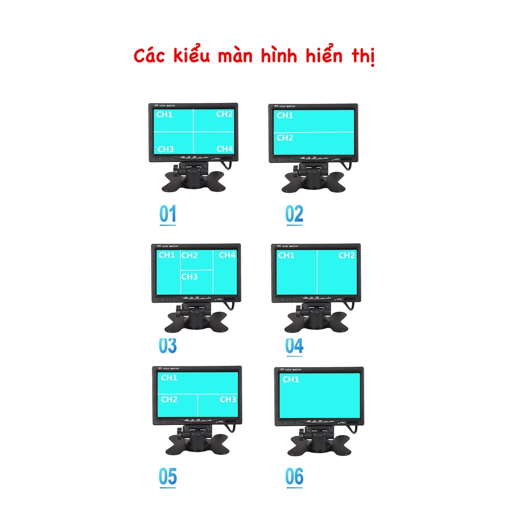 Camera 360 Ô Tô Xem 4 Cam Cùng Lúc, Màn Hình 7inch Full HD, Có Led Đi Đêm, BH 1 Năm, 1 Đổi 1 Trong 12 Tháng