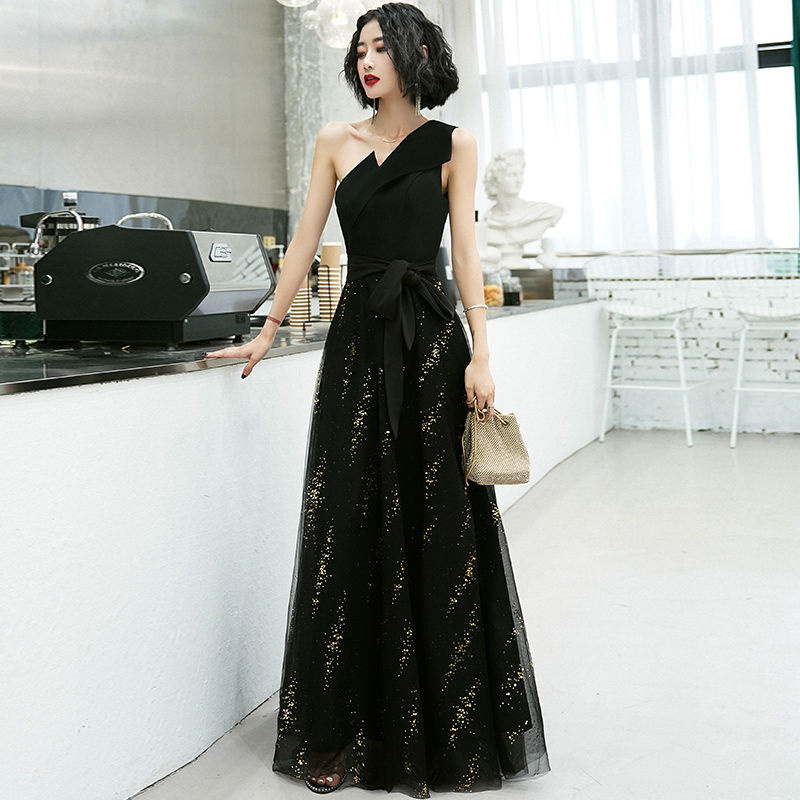 Đầm dạ hội đen 2021 nữ hoàng cao cấp mới tiệc váy ống dài phần mỏng