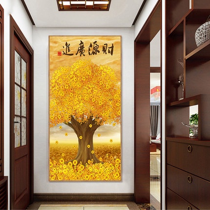 Tranh Treo Tường Phòng Khách Cây Tài Lộc,Phú Quý/ Tranh tráng Gương Bóng Đẹp Cao Cấp