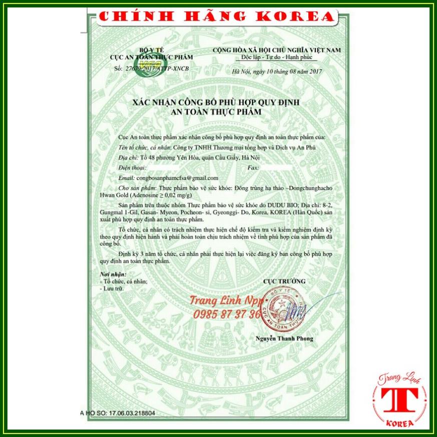 Nước đông trùng hạ thảo hàn quốc chính hãng, hộp 60 gói - thuylinh