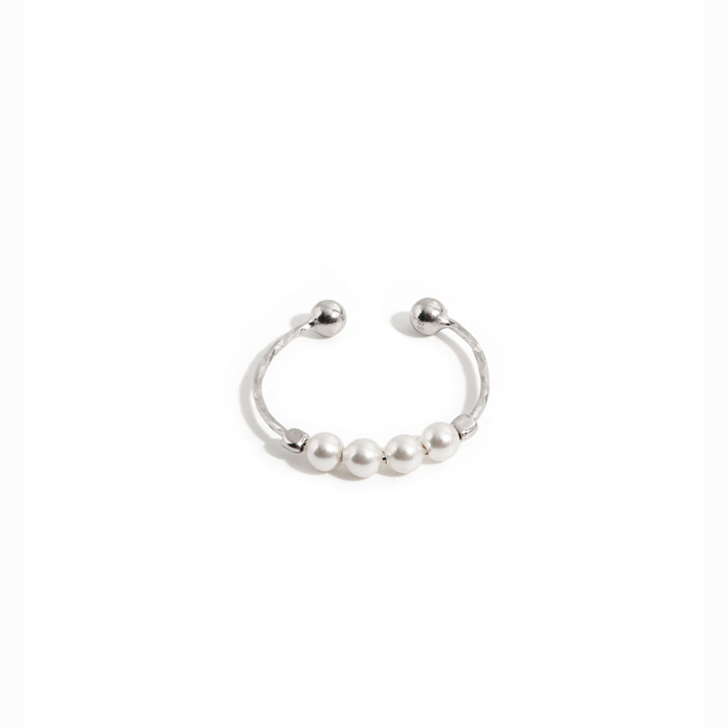 Korean Fashion Simple Pearl Beaded Finger Knot Ring For Women