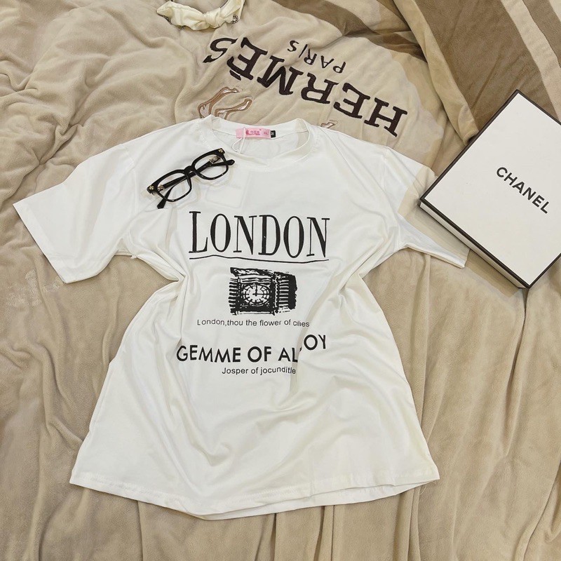 Áo Thun Chữ London Form Thụng Dáng Rộng Siêu Xinh, Áo Phông Nữ Đẹp Chất Thun Cotton Co Dãn