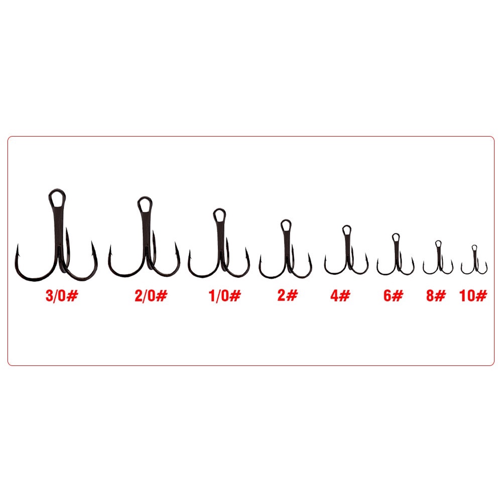 Set 50 Lưỡi Câu Cá # 2/4/6/8 Bằng Thép Cacbon# Thiết Bị Móc Khóa Treble