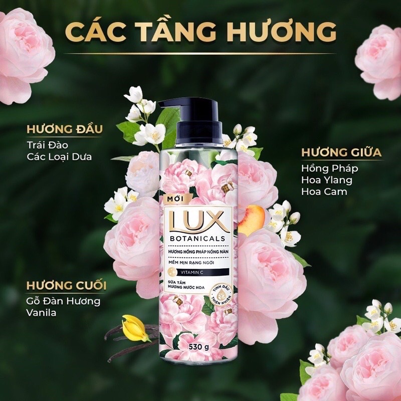 Sữa tắm tinh dầu hoa hồng Lux Soft 530g hàng công ty