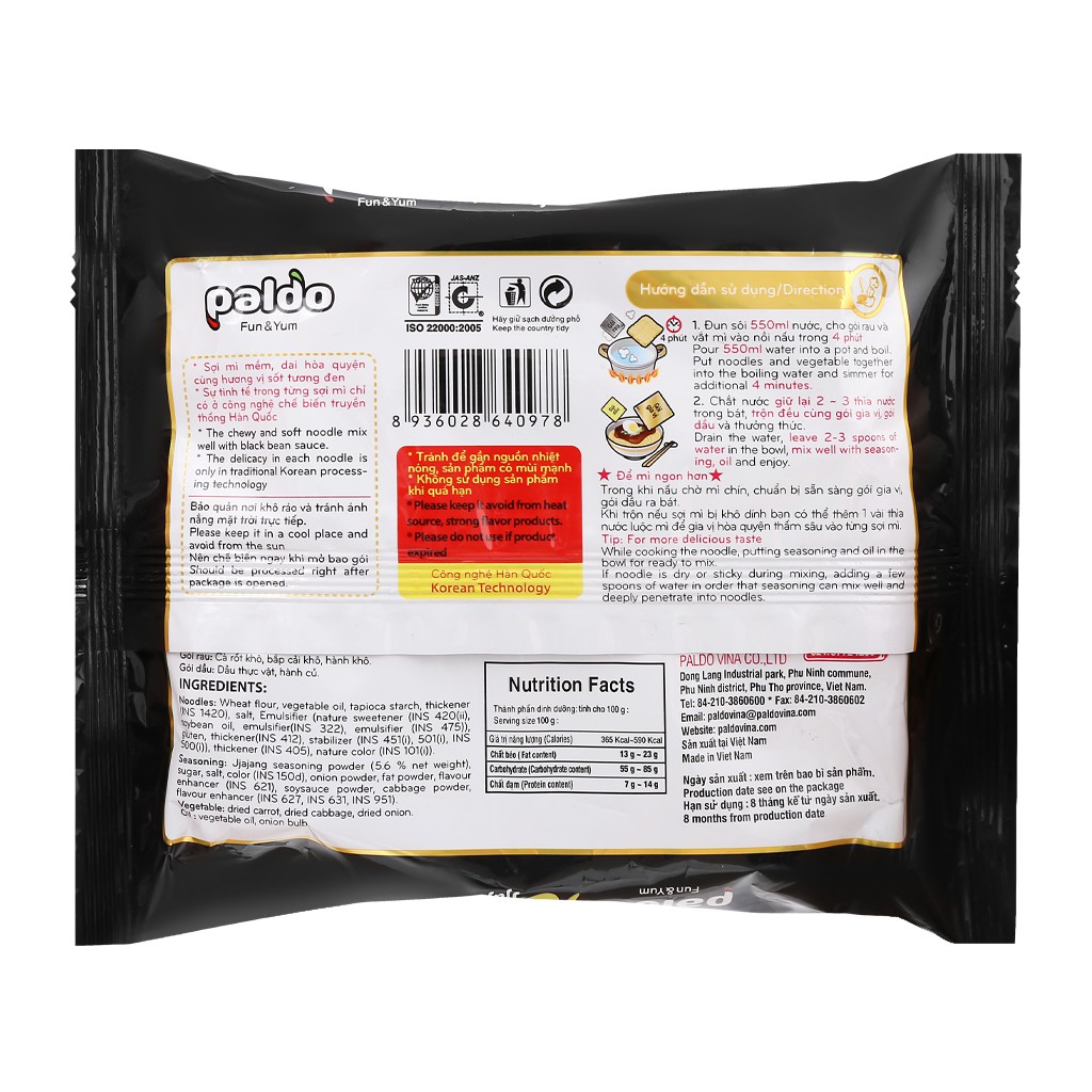 Mì Trộn Tương Đen Truyền Thống Hàn Quốc Paldo Koreno Jjajangmen gói 115g | BigBuy360 - bigbuy360.vn