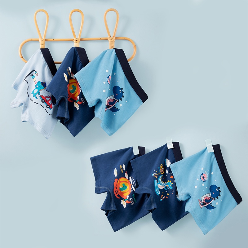 [BT02 combo 4 quần] Quần chip bé trai cotton mềm mại hình khủng long máy bay, quần sịp bé trai Maruka Fashion 12-45kg