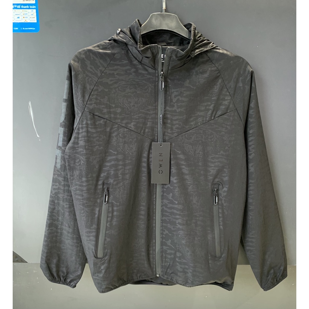 OWEN - Áo khoác gió nam 2 lớp màu đen JK 81118