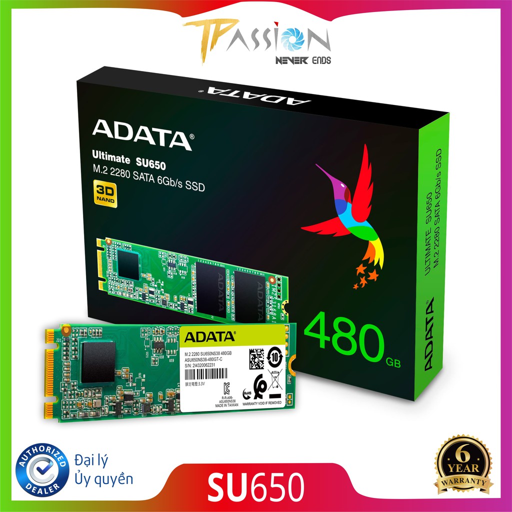 Ổ Cứng SSD M.2 2280 ADATA Ultimate SU650 - Bảo Hành 6 Năm 1 Đổi 1 Chính hãng, SATA 6Gb/s, 3D NAND Flash