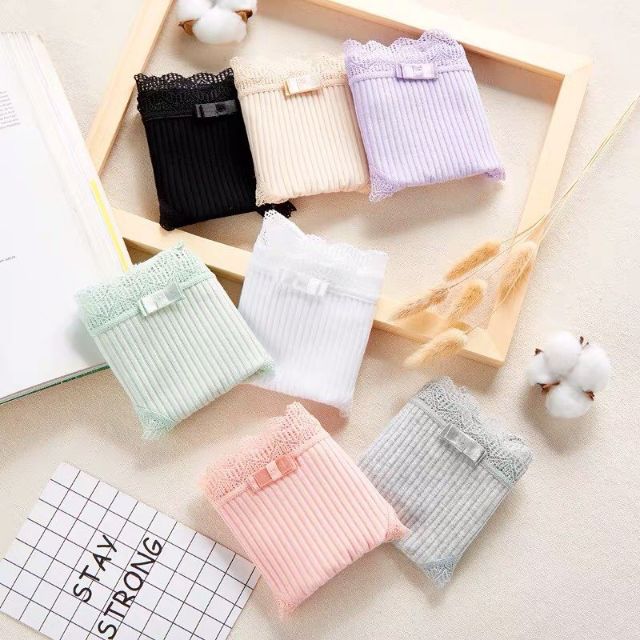 Quần lót nữ cotton tăm mềm êm kháng khuẩn viền ren đính nơ quyến rũ 960