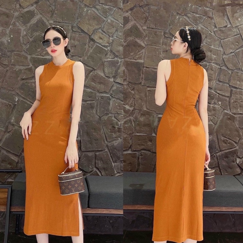 VÁY BODY GÂN XẺ TÀ, không tay,cộc tay, gân dày mặc body tôn dáng, size S M L | BigBuy360 - bigbuy360.vn