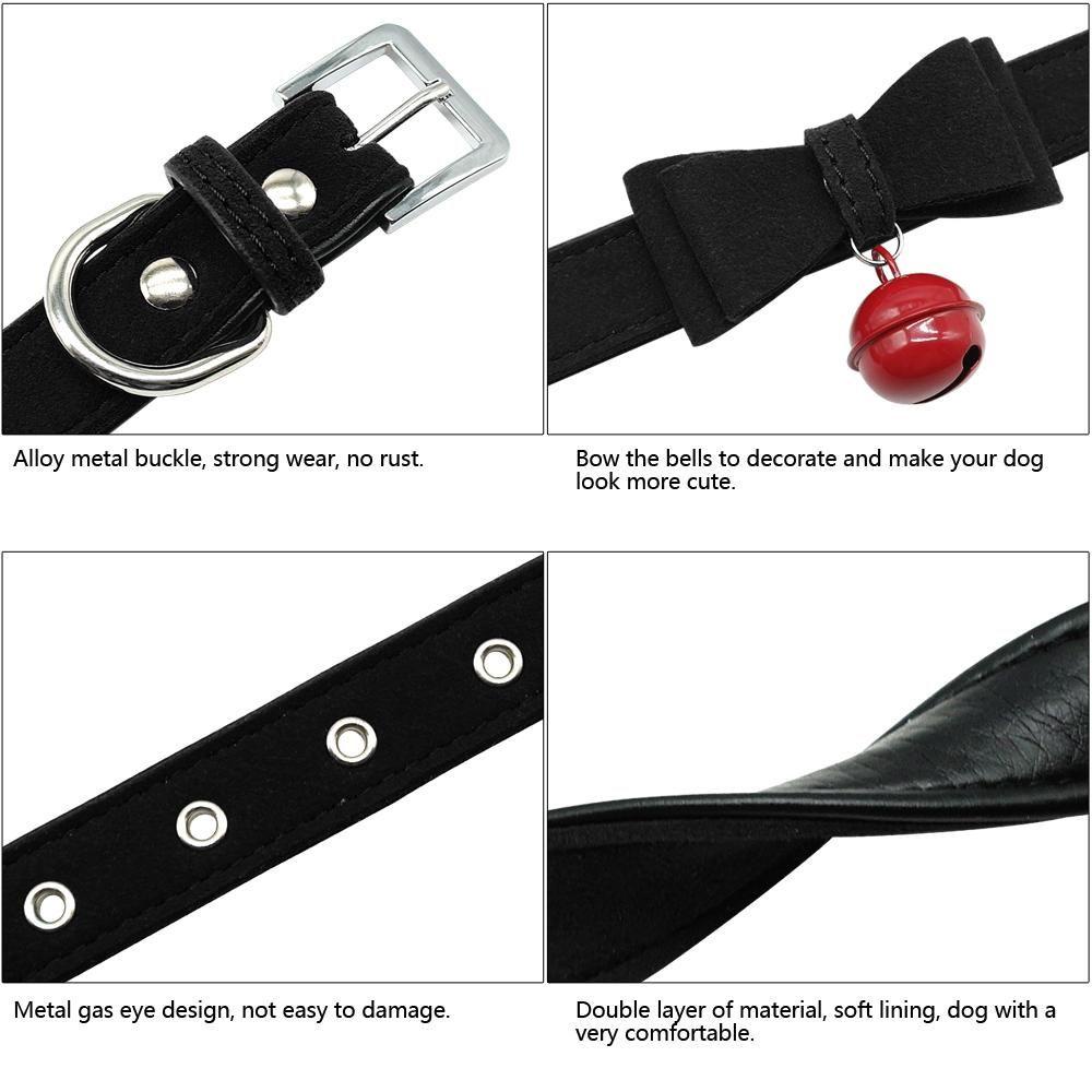 Vòng Cổ Bằng Da Đính Nơ Xinh Xắn Cho Thú Cưng