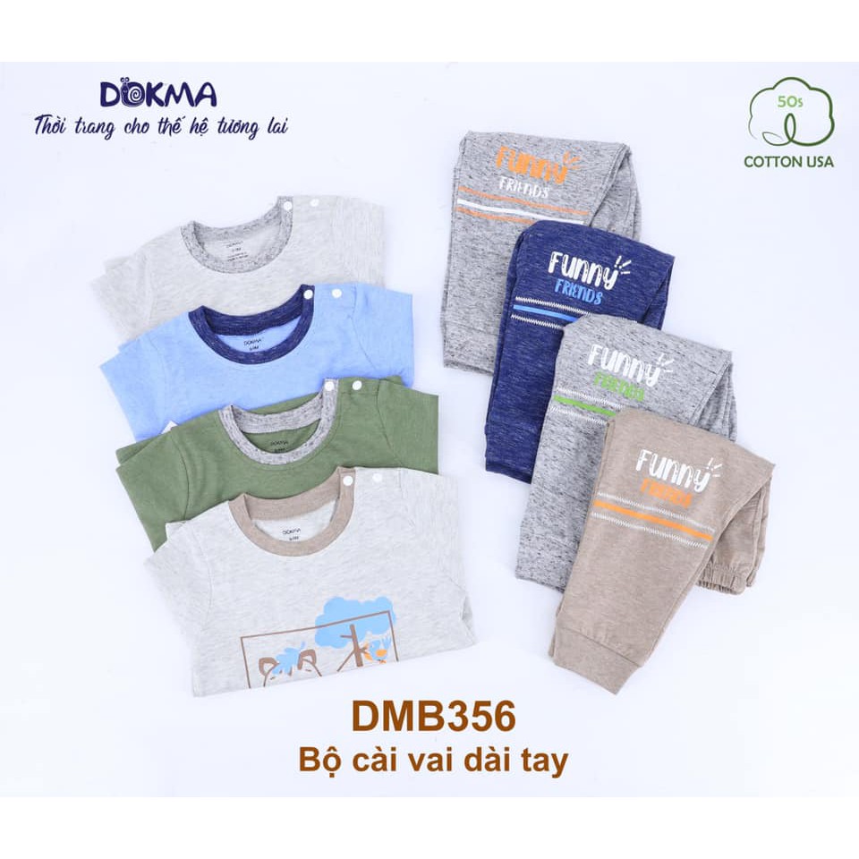 9-36M Bộ cài vai dài tay bé trai Dokma DMB356