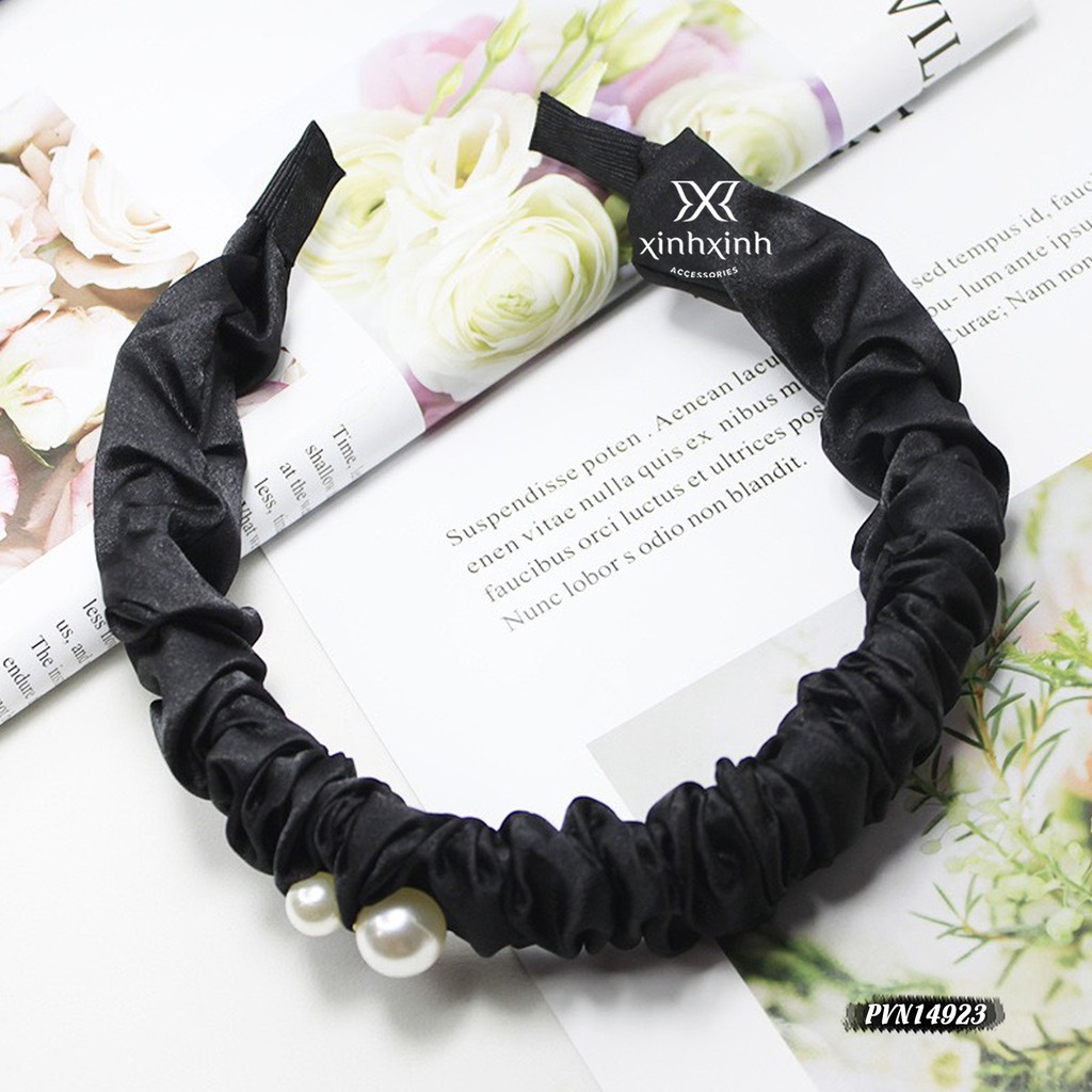 Bờm tóc nhúm lụa đính hạt sang chảnh dễ thương - Xinh Xinh Accessories