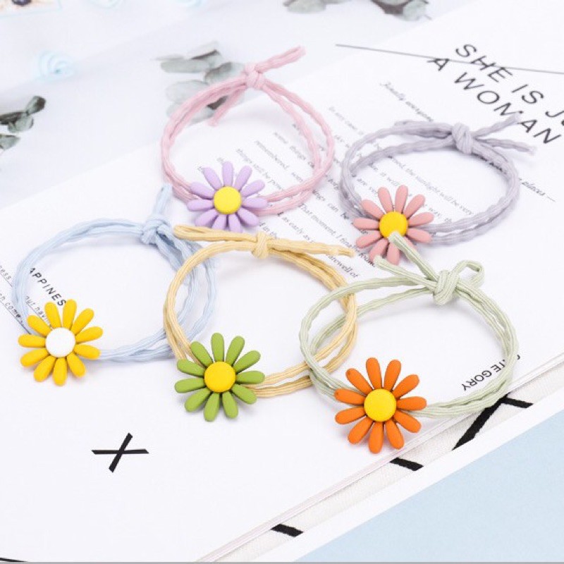 Dây Cột Tóc Hoa Cúc Dễ Thương ( Giao Màu Ngẫu Nhiên)