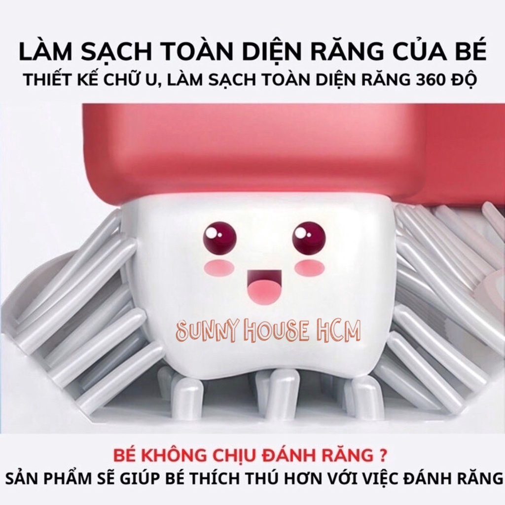 Bàn chải đánh răng silicon chữ U thông minh cho bé từ 2 - 6 tuổi