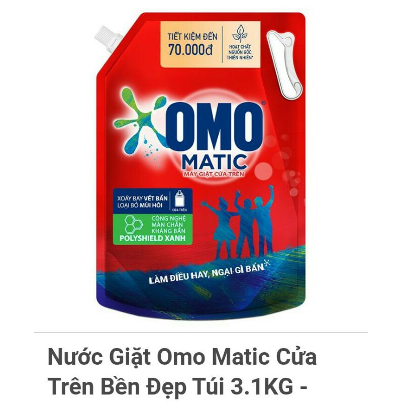[Giá rẻ thật] Nước giặt Omo matic cửa trên bền đưpj túi 3.1kg