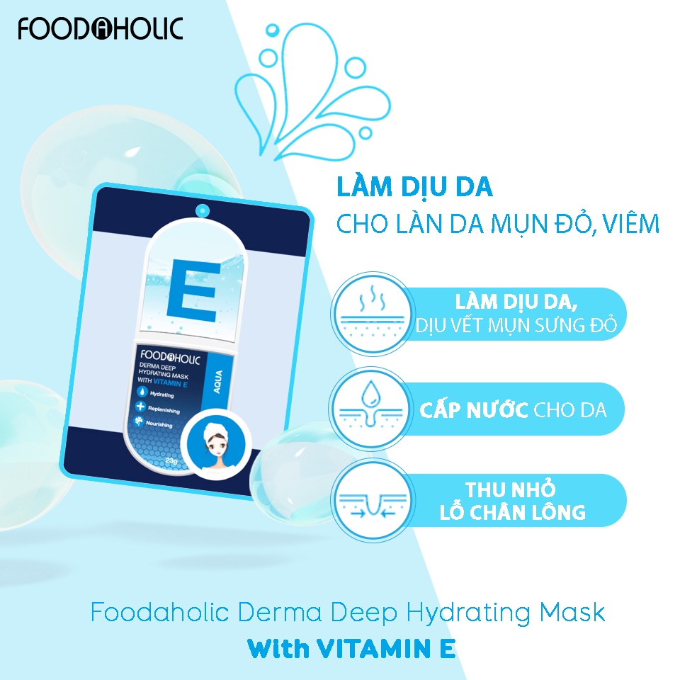 Mặt nạ Vitamin E cấp ẩm, căng bóng da Foodaholic Derma Deep Hydrating Mask With VITAMIN E 23g