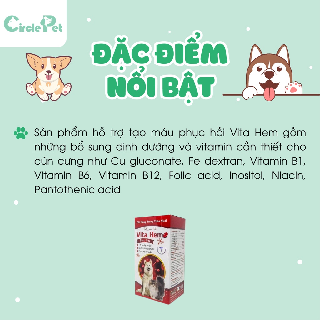 Vita Hem Hỗ Trợ Tạo Máu Kích Thích Thèm Ăn Phục Hồi Nhanh Cho Chó Mèo 100ml - Circle Pet