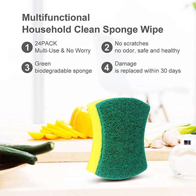 Set 10 Miếng Bọt Biển Hai Mặt Dùng Để Lau Chùi Chén Dĩa / Làm Sạch Nhà Bếp