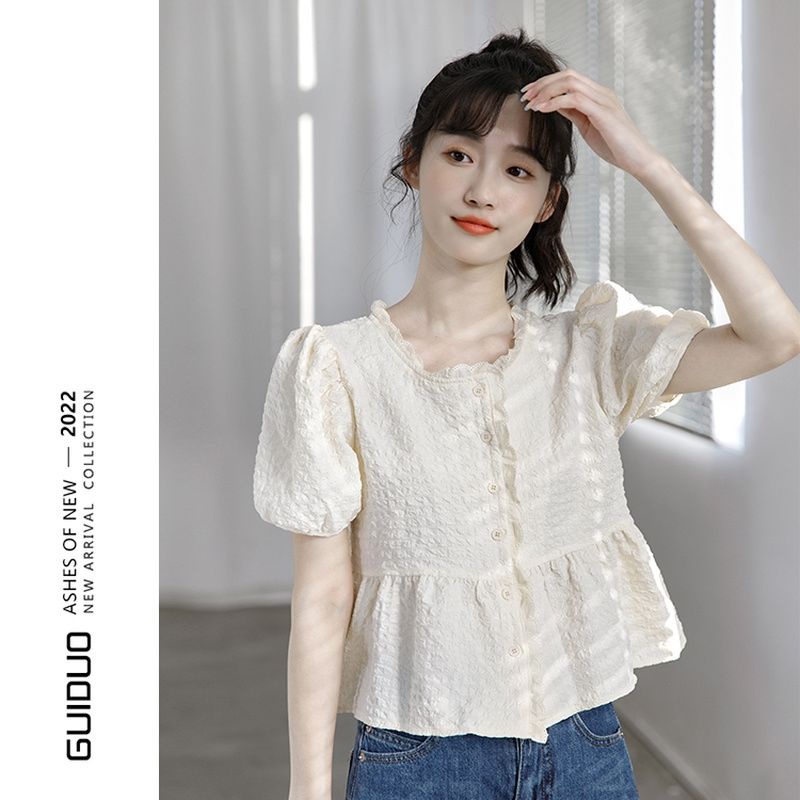 Áo Sơ Mi Chiffon Tay Ngắn Phồng Phong Cách Thời Trang Mùa Hè Mới Dành Cho Nữ